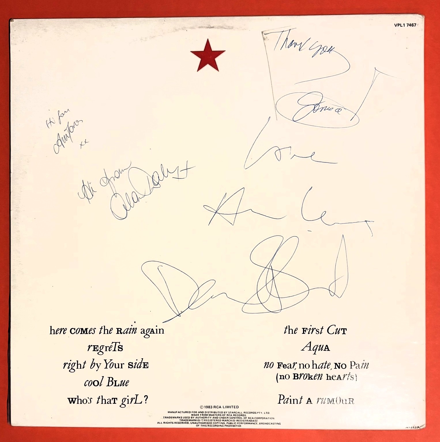 Eurythmics - Touch - Autographed - Image 2